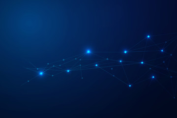 Fototapeta premium Abstract connecting dots and lines, Polygonal background, technology connection digital data and big data concept, vector illustrator