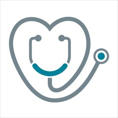 Heart stethoscope vector logotype. Linear medical logo design.
