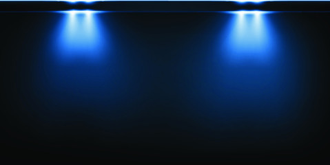 Background with glowing blue Lights. Beautiful banner design with glowing glittering lights