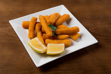 typical spanish food fried squid dish