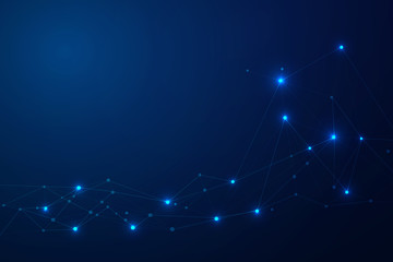 Abstract connecting dots and lines, Polygonal background, technology connection digital data and big data concept, vector illustrator