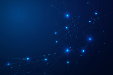 Fototapeta premium Abstract connecting dots and lines, Polygonal background, technology connection digital data and big data concept, vector illustrator