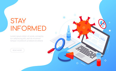 Stay informed advice - colorful isometric web banner