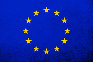Flag of the European Union - Circle of stars. Grunge background