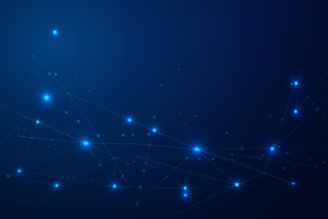 Abstract connecting dots and lines, Polygonal background, technology connection digital data and big data concept, vector illustrator