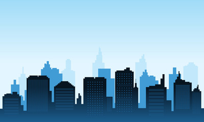 City of blue color background daylight panorame