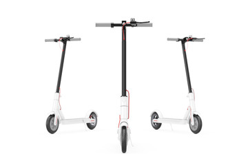 White Modern Eco Electric Kick Scooter. 3d Rendering