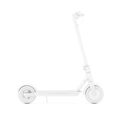White Modern Eco Electric Kick Scooter in Clay Style. 3d Rendering