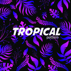 seamles tropical vektor pattern black background exotic