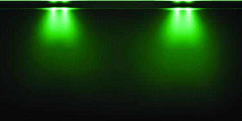 Background with glowing Green Lights. Beautiful banner design with glowing glittering lights