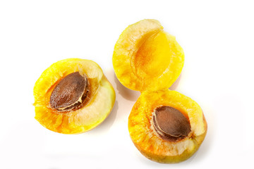 Isolated apricots. Fresh apricot fruits isolated on white background