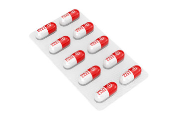 Health Care Capsules in Blister Pack. 3d Rendering