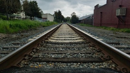 railway train tracks perspective 
