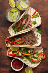 Mexican tacos and caipirinha cocktail