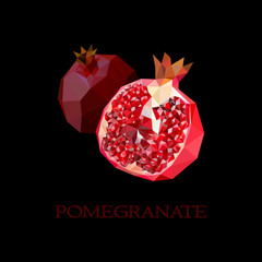 ector illustration. Pomegranate. Triangle style. Polygonal.