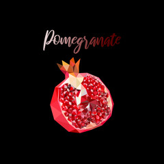 ector illustration. Pomegranate. Triangle style. Polygonal.