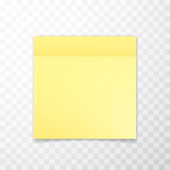 Yellow colored sheet of note papers with shadow, ready for your message. Realistic. Vector illustration