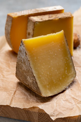 French cheese Comte, three varieties 1 year matured Prestige, fruity flavoured Fruite and Vieille Reserve
