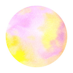 Fototapeta premium Abstract watercolor hand painting in circle shape for the text message background. Colorful splashing in the paper. Perfect for branding, greetings, websites, digital media, invites, weddings.