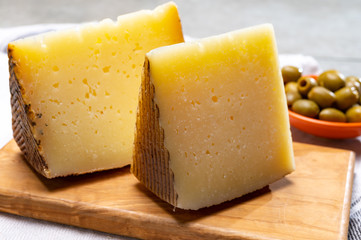 Spanish cheese manchego made from sheep milk