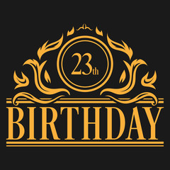 Luxury 23rd Birthday Logo illustration vector