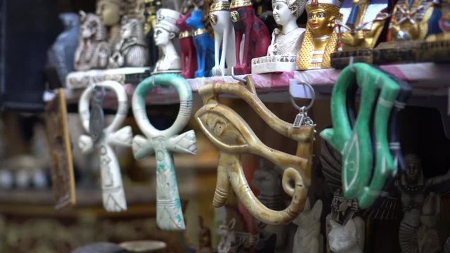 Egypt souvenir eye of Horus and key of life selling in Khan market