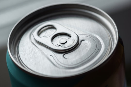 aluminum soft drink can, top view. for beverage packaging
