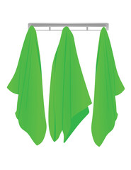 Green hanging towels. vector illustration