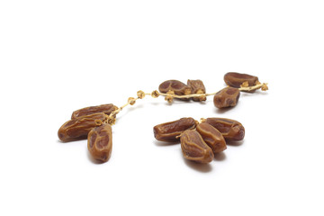 Tunisian dates (kurma tunisia) isolated on white background, perfect for breakfasting during ramadan