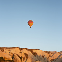 hot air balloon at sunset