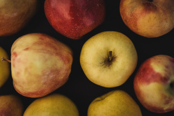 Apples on black background 