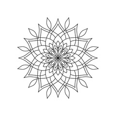 Ethnic round Mandala ornament isolated on white background. Henna tattoo design. Vector illustration