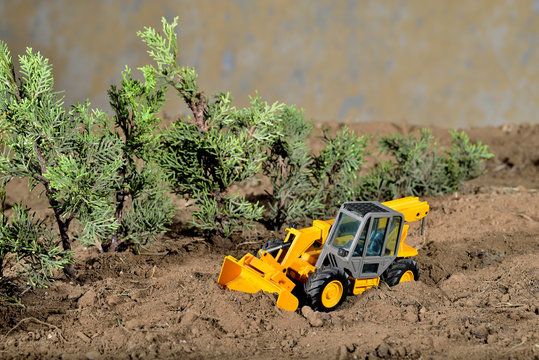 diorama maqueta juguete construcci&oacute;n excavadora zanja 