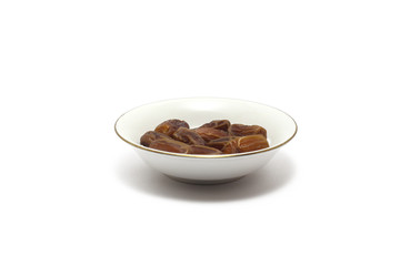 Tunisian dates (kurma tunisia) isolated on white background, perfect for breakfasting during ramadan