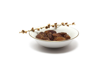 Tunisian dates (kurma tunisia) isolated on white background, perfect for breakfasting during ramadan