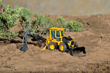 maqueta juguete construcción excavadora amarilla 