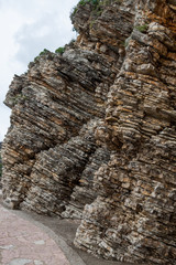 Rock with layered puffed stone structure and texture 