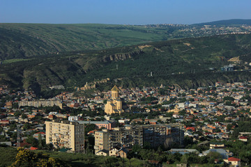 Fototapeta na wymiar Georgia. View of the Cathedral-Lavra of the Holy Trinity. The city of Tbilisi.