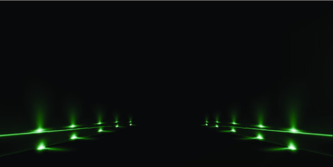 Background with glowing green Lights. Beautiful banner design with glowing glittering lights 