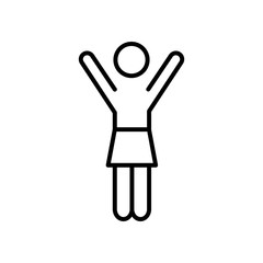 pictogram woman with arms up, line style