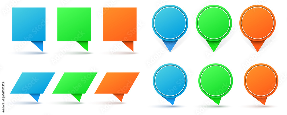 Canvas Prints set of different vector paper origami banners.