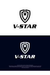 V Star logo concept shield security template vector EPS 10