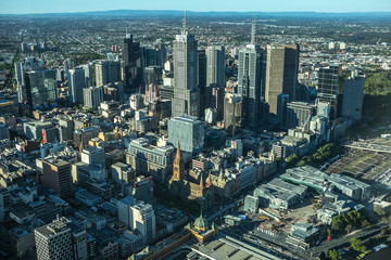 Fototapeta na wymiar Aerial view of downtown Melbourne from Skydeck Eureka Tower
