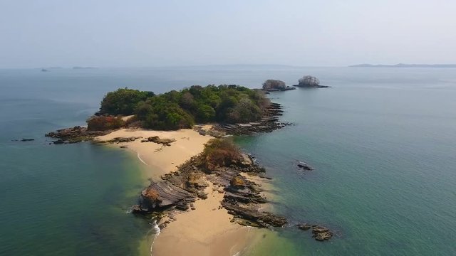 Isla Viveros Adjacent Island Rocks Aerial View of Las Perlas Islands with White Sand and Coral Beaches
