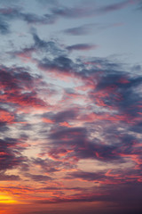 Naklejka na ściany i meble Vivid sky in twilight time, vertical photo
