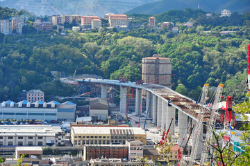 latest reconstruction work on the new highway bridge (ex morandi) which collapsed in August 2018 ...