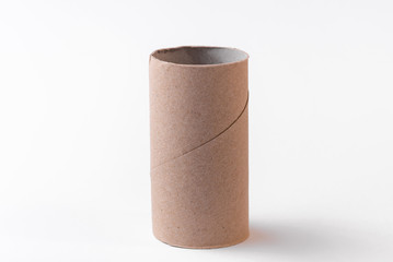 An empty roll of toilet paper isolated on a white background. Copy space. Space for text