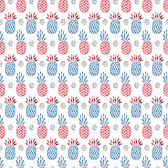 Fruit Background with Pineapple. Abstract Seamless Pattern with Pineapples. Colorful Tropical Fruits Wallpaper. Healthy Summer Food Background