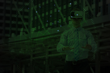 Business man using technology for work.success business.