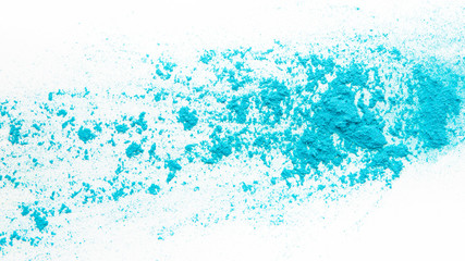 Fototapeta na wymiar Colored cloud. Blue powder explosion on white background